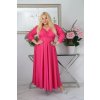 Dlhé dámske šaty s rozparkami na rukávoch pre moletky Sabine cyklaménové