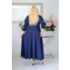 Dlhé dámske šaty s rozparkami na rukávoch pre moletky Sabine tmavomodré