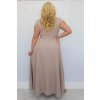 NA SKLADE Dlhé spoločenské šaty pre moletky s rozparkom a ozdobou Clarissa béžové