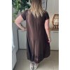 Pohodlné dámske oversize šaty s volánom pre moletky Holly hnedé