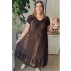 Pohodlné dámske oversize šaty s volánom pre moletky Holly hnedé