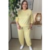 Pohodlná dámska plus size tepláková súprava Nensy žltá