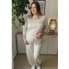 Pohodlná dámska plus size tepláková súprava Nensy béžová