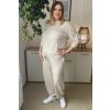 Pohodlná dámska plus size tepláková súprava Nensy béžová