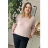Pohodlný plus size sveter s čipkou Balisa ružový