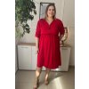 Jednoduché dámske šaty so zipsovým výstrihom pre moletky Evelin červené