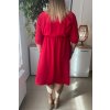 Jednoduché dámske šaty so zipsovým výstrihom pre moletky Evelin červené