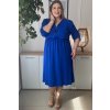 Jednoduché dámske šaty so zipsovým výstrihom pre moletky Evelin kráľovské modré