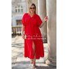 Dlhé dámske plus size šaty s opaskom Vivana červené