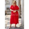 Dlhé dámske plus size šaty s opaskom Vivana červené