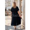 Dlhé dámske plus size šaty s opaskom Vivana čierne