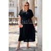 Dlhé dámske plus size šaty s opaskom Vivana čierne