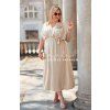 Dlhé dámske plus size šaty s opaskom Vivana béžové