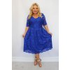 Midi čipkované spoločenské šaty pre moletky Valentína kráľovské modré kvetinová čipka