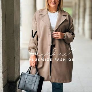 🍂 Pohodlný prechodný flísový kabát s pletenými rukávmi MARLENA 🍂 UNI (cez prsia 115-140cm) 47€...