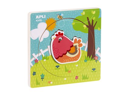 Dřevěné vrstvené puzzle Slepice_Apli Kids