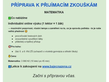 přijímací zkoušky Matematika