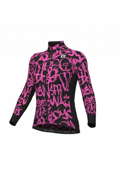 Dámský zateplený cyklistický dres ALÉ RIDE SOLID, fluo pink