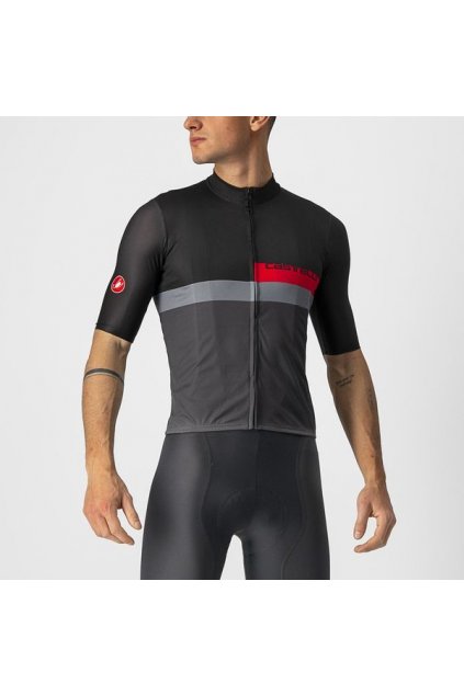 Pánský cyklistický dres CASTELLI A Blocco, light black/red-dark gray