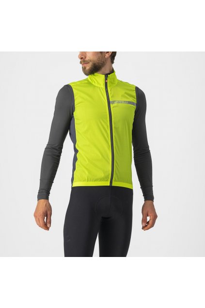 Pánská cyklistická vesta CASTELLI Squadra Stretch, electric lime/grey