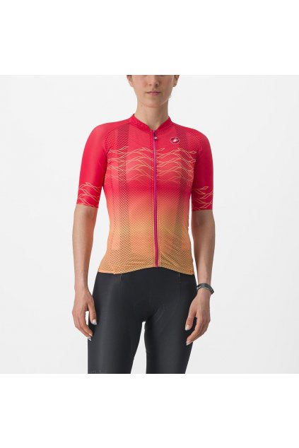 Dámský letní cyklistický dres CASTELLI Climber's 2.0 W, hibiscus/soft orange