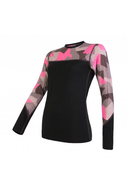 Dámské funkční triko SENSOR MERINO IMPRESS, černá/camo