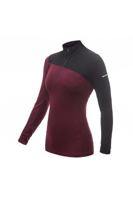 Dámské teplé funkční prádlo SENSOR MERINO EXTREME zip, port red/černá