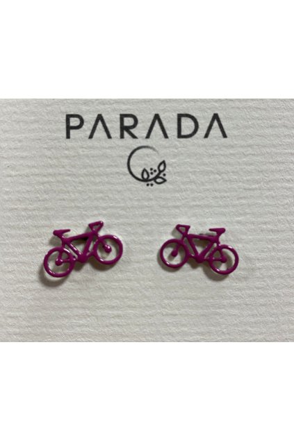 Náušnice puzety - kola pro cyklistky, magenta