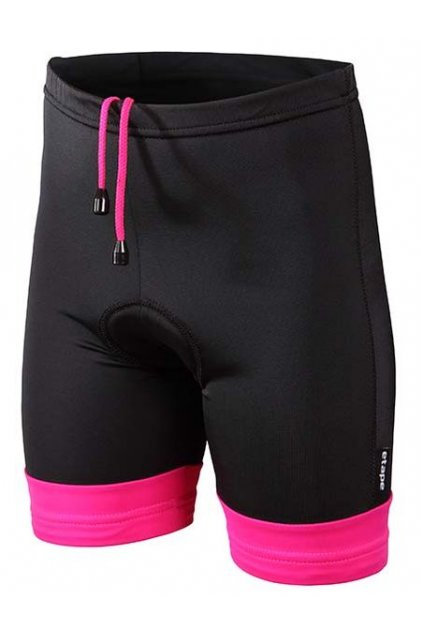 Dětské letní cyklistické kalhoty ETAPE JUNIOR s vložkou, černá/růžová