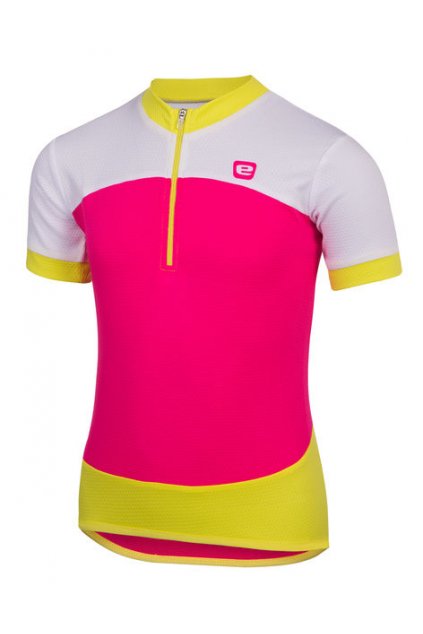 Dětský letní cyklistický dres ETAPE PEDDY, růžová|limeta