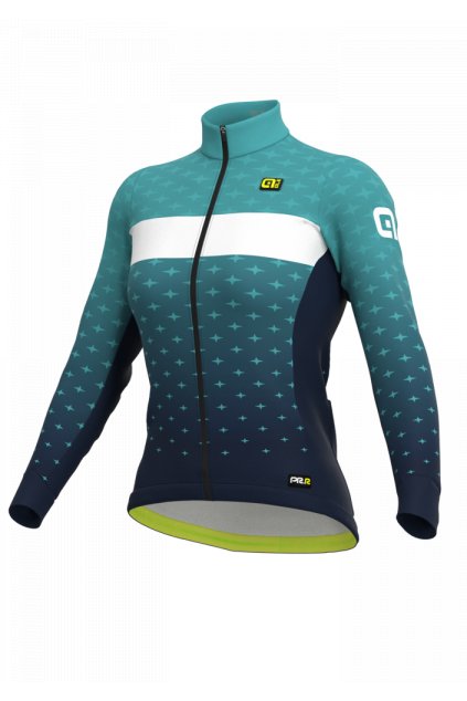 Dámský zateplený cyklistický dres ALÉ PR-R STARS, aqua (Velikost XS)