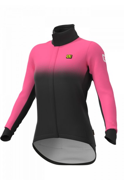 Dámská zimní cyklistická bunda ALÉ PR-S GRADIENT, fluo pink (Velikost S)