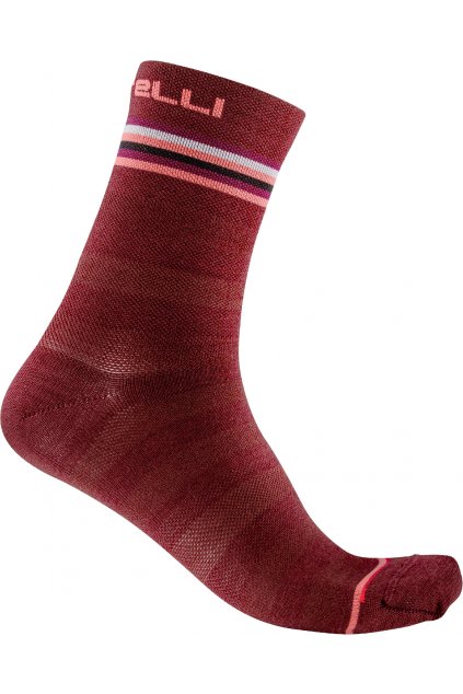 Dámské zimní cyklistické ponožky CASTELLI Go 15, bordeaux/ brilliant pink