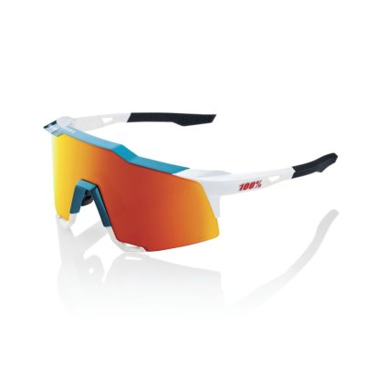 100% Speedcraft, okuliare - Gloss Metallic Bora / Matte White - HiPER Red Multilayer Mirror Lens
