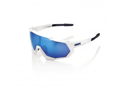 100% SPEEDTRAP Matte White - HiPER Blue Multilayer Mirror Lens