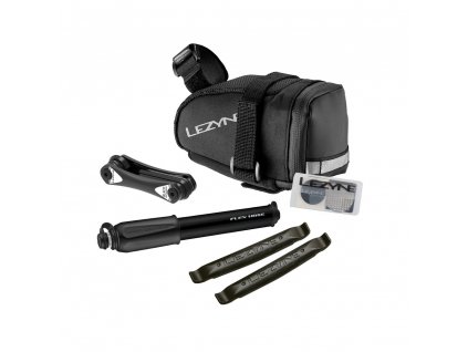 Podsedlová taška Lezyne M-Caddyport Kit Black/Black s náradím na opravu defektu pumpou a multikľúčom