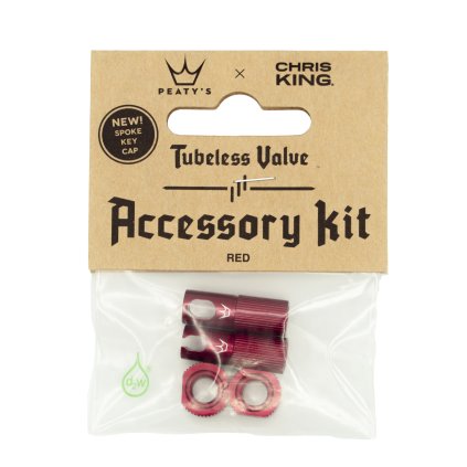 Peaty's X Chris King (Mk2) Red, príslušenstvo k bezdušovým ventilkom