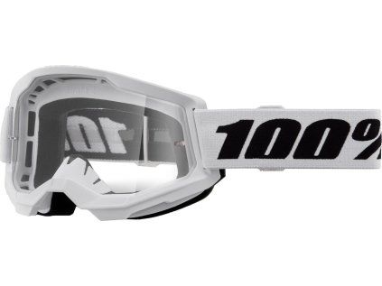100% Strata 2, MX okuliare - White - Clear Lens