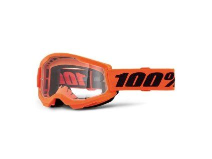 100% Strata 2, MX okuliare Neon Orange - Clear Lens
