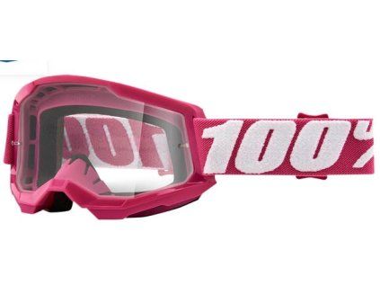 100% Strata 2, MX okuliare Pink - Clear Lens