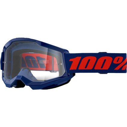 100% Strata 2, MX okuliare - Navy/Clear Lens