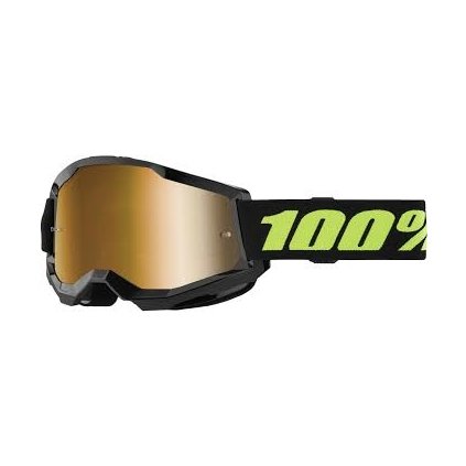 100% Strata 2, MX okuliare - Solar Eclipse/Mirror True Gold Lens
