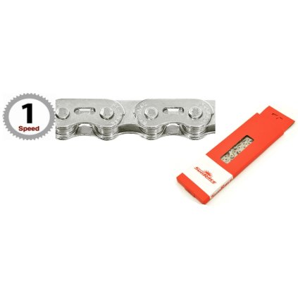 SunRace CNX46, reťaz - jednorychlostná (1-kolo) - 1/2" x 1/8", 102 článkov, strieborná