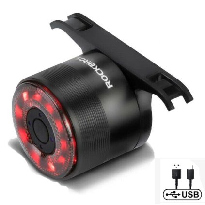 Rockbros Samurai Q1, zadné smart svetlo - 5 funkcií / 7 farieb - USB nabíjateľné, duralové