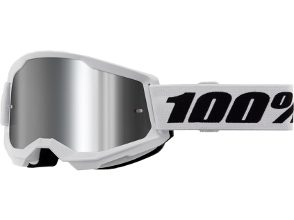 100% Strata 2 White, okuliare - Silver Mirror Lens