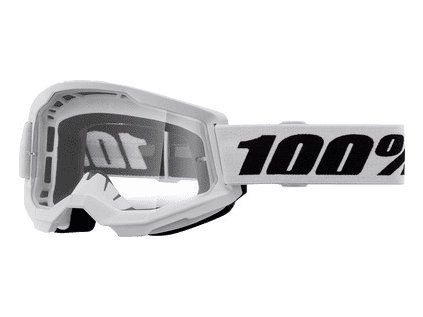 100% Strata 2 Junior White, mtb okuliare - Clear Lens