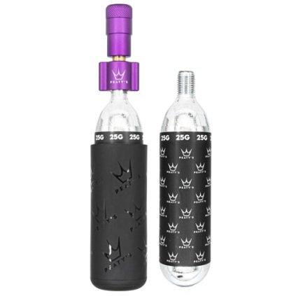 76874 5 peaty s holeshot co2 tyre inflator mtb 25g violet