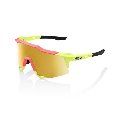 100% Speedcraft, slnečné okuliare - Matte Washed Out Neon Yellow - Flash Gold Mirror Lens