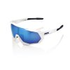 100% Speedtrap, okuliare - Matte White - HiPER Blue Multilayer Mirror Lens
