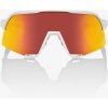 100% S3, cyklistické okuliare - Soft Tact White - HiPER Red Multilayer Mirror Lens